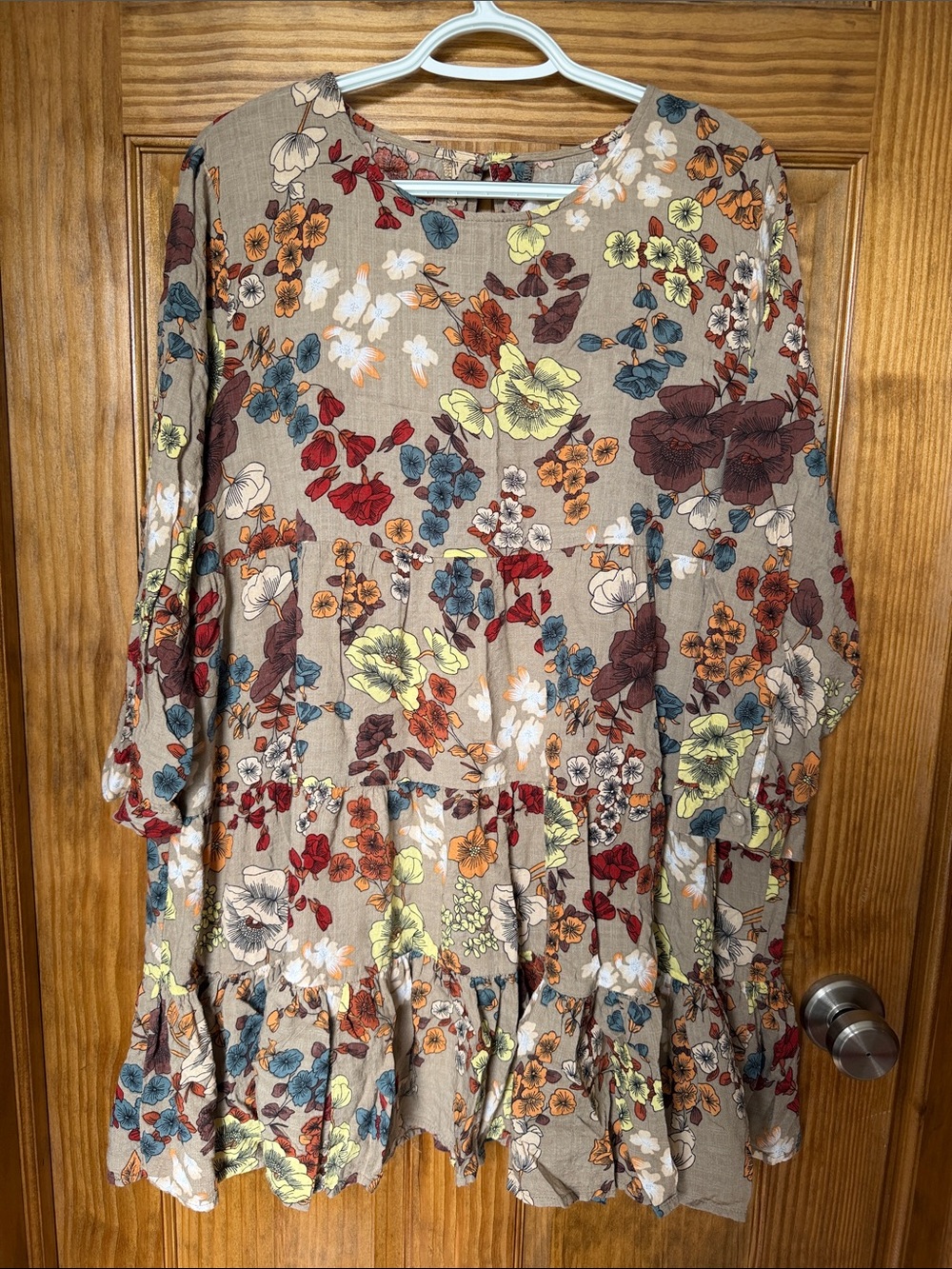 NATURAL LIFE Beige Floral Dress- Size M/L